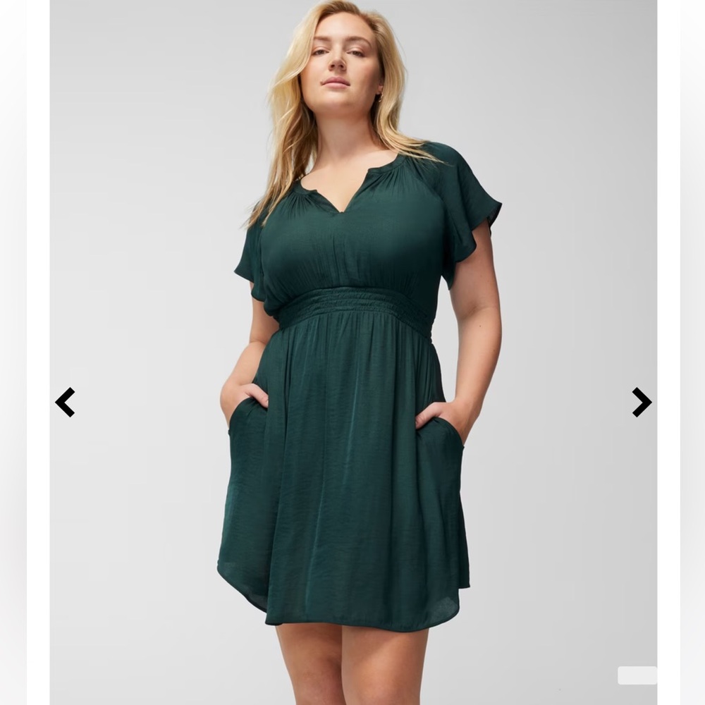 Soma green satin dress with built in bra